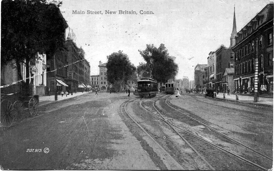 File photo: Main Street in New Britain on a postcard postmarked 1912.