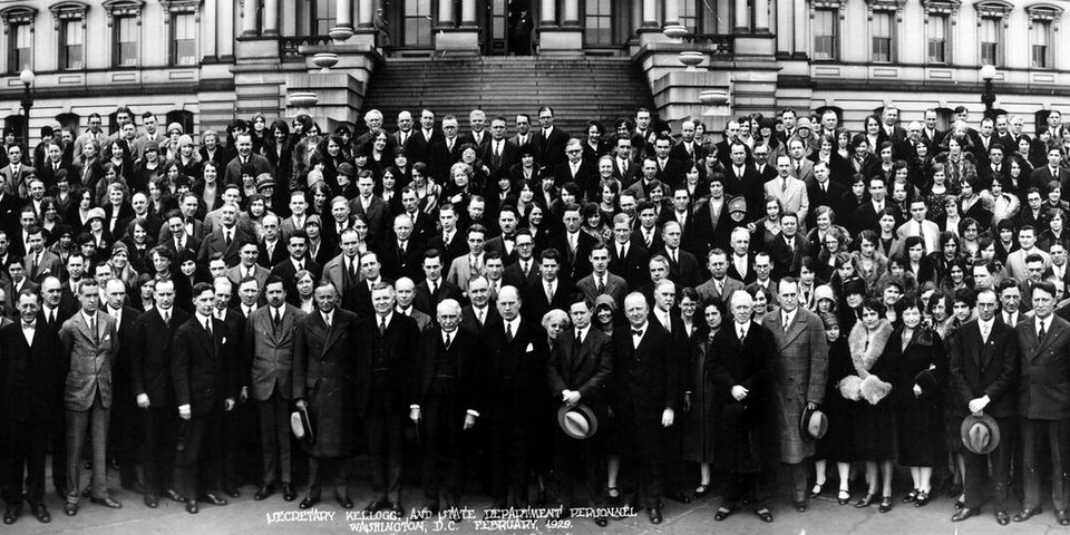 U.S. Department of State staff with Secretary of State Frank B. Kellogg