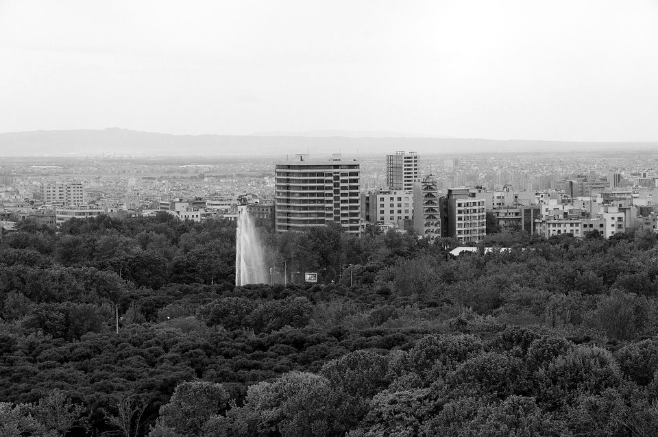 South View Laleh Intl Hotel from Southern Tehran Skyline Over Laleh Park