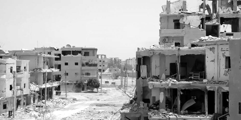 Destroyed neighborhood in Raqqa