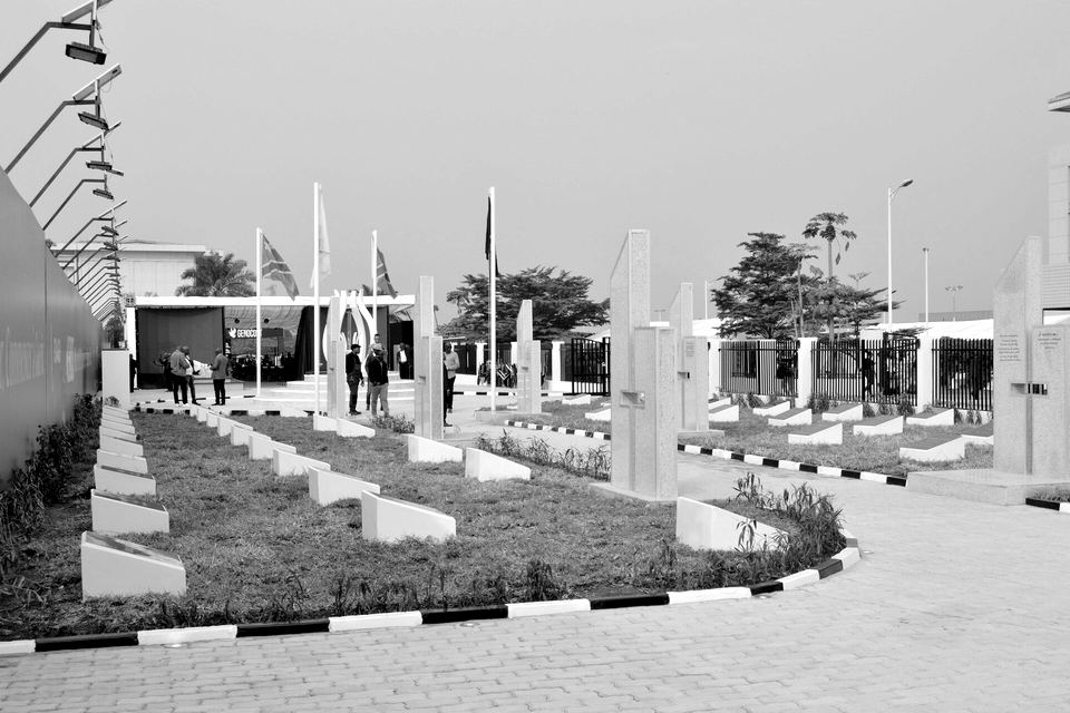 Congolese flags at the FONAREV site in Kinshasa, Democratic Republic of Congo, a file photo.